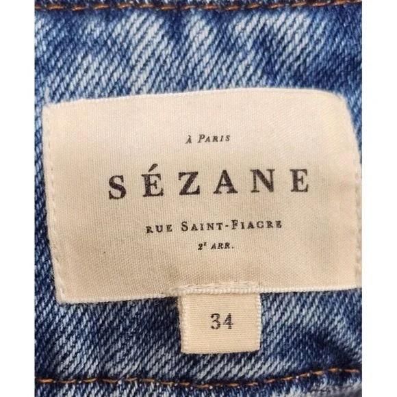 Sezane Alvin Jeans Slouchy High Rise Jeans 100%Cotton in Light Vintage Washed